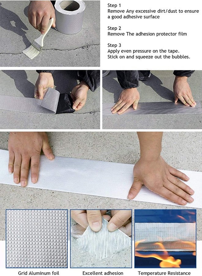 VBM شريط إصلاح التسربات المقاوم للماء من VBM لحلول تسربات الأنابيب وتسربات مياه الأسقف، شريط من رقائق الألومنيوم، شريط لاصق مقاوم للماء، مطاط بوتيل مانع للتسرب (5 سم × 5 م [1]) - Image 5